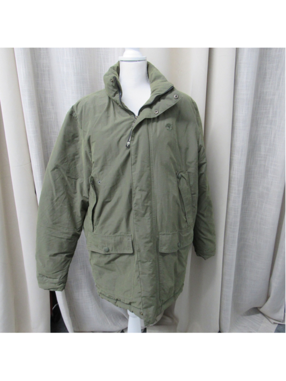 Timberland Weathergear Mens Medium Green Down Filled Parka Jacket Coat Vintage